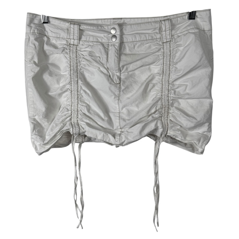 Garage White/Cream Ruched Mini Skirt Skort, Size L